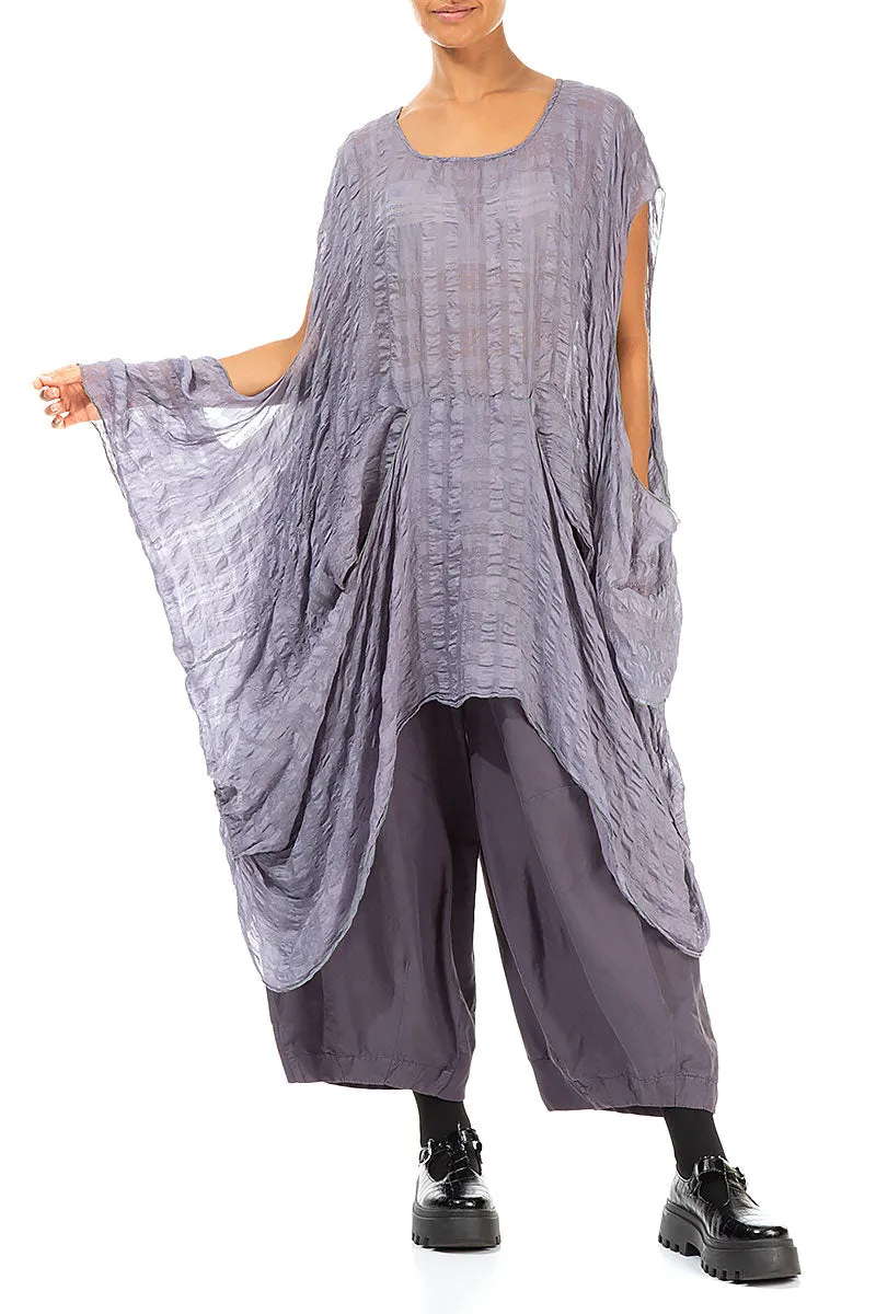 Loose Draped Grey Lavender Silk Tunic