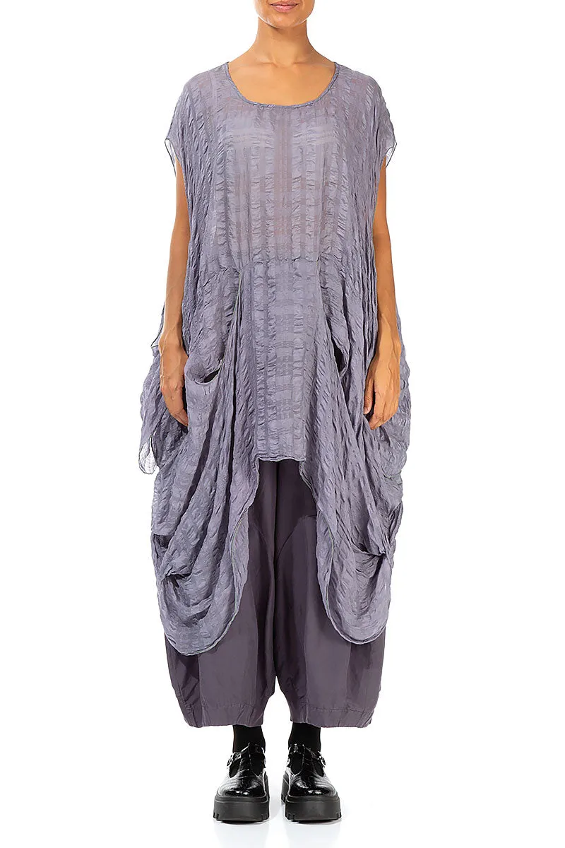 Loose Draped Grey Lavender Silk Tunic