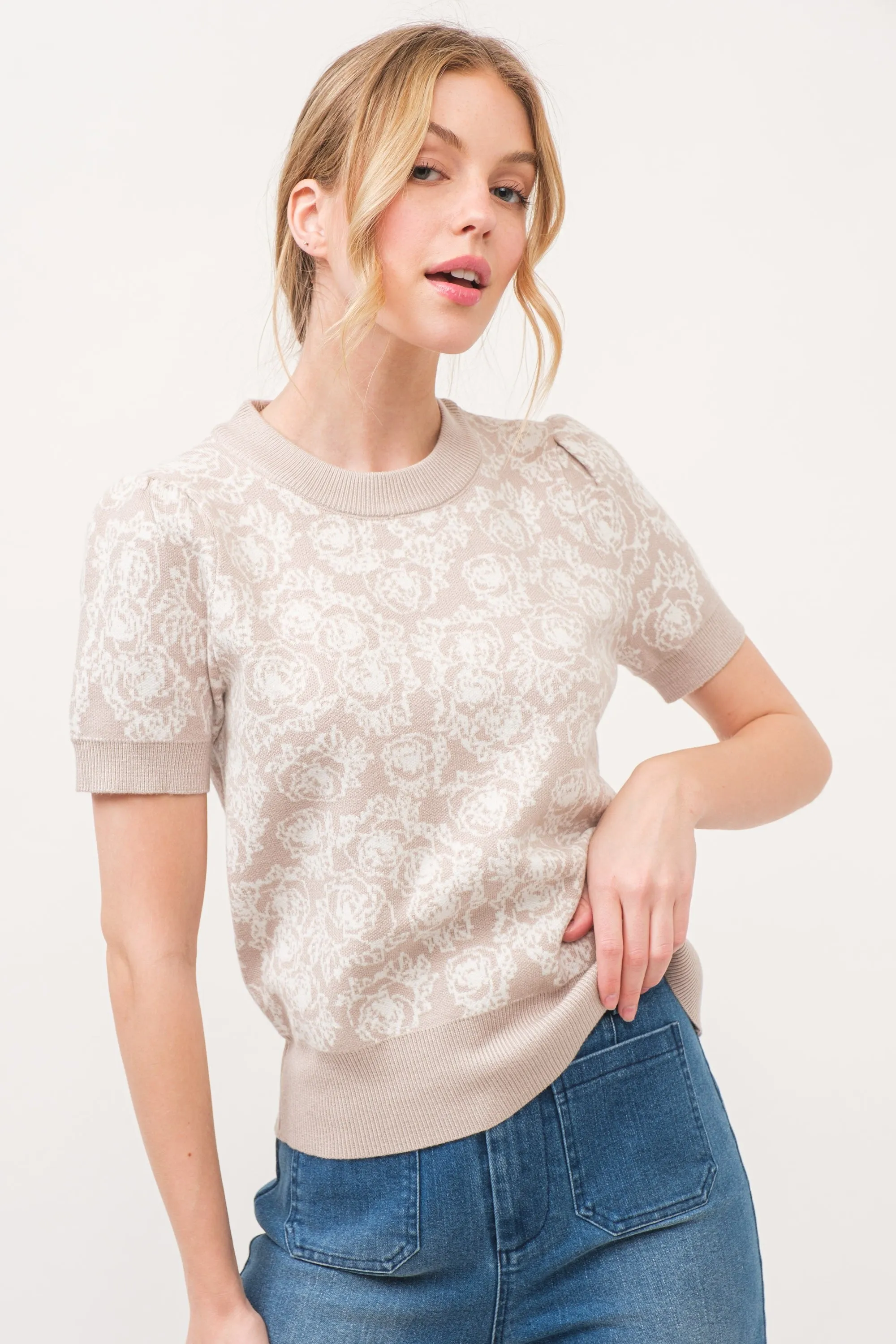 Love You So Short Sleeve Sweater - Taupe