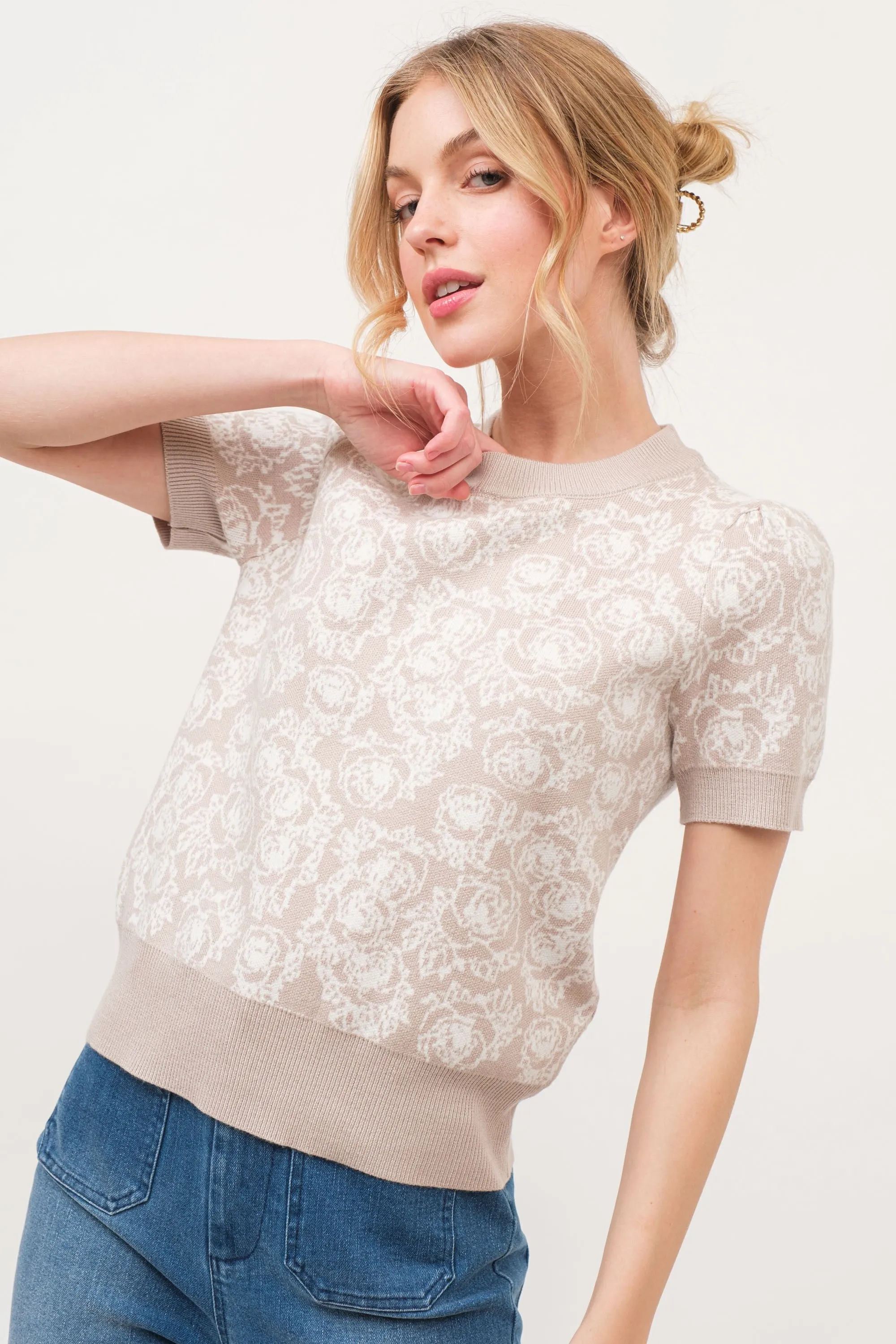 Love You So Short Sleeve Sweater - Taupe