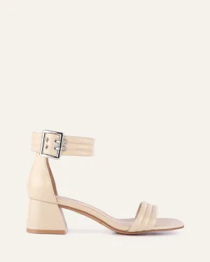 LYRIC MID HEEL SANDALS SAND LEATHER