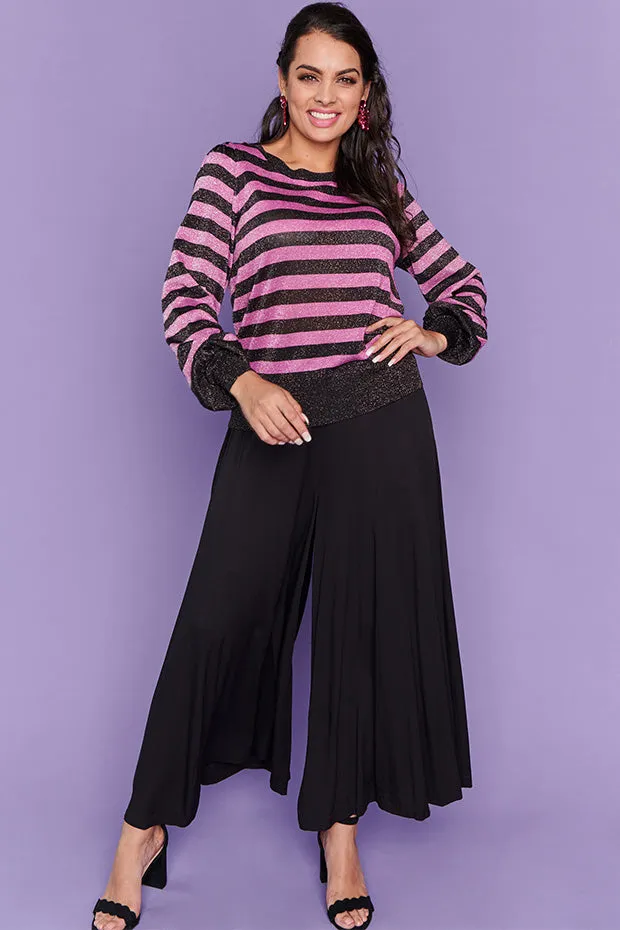 Mackenzie Black Lurex Pink Stripe Jumper