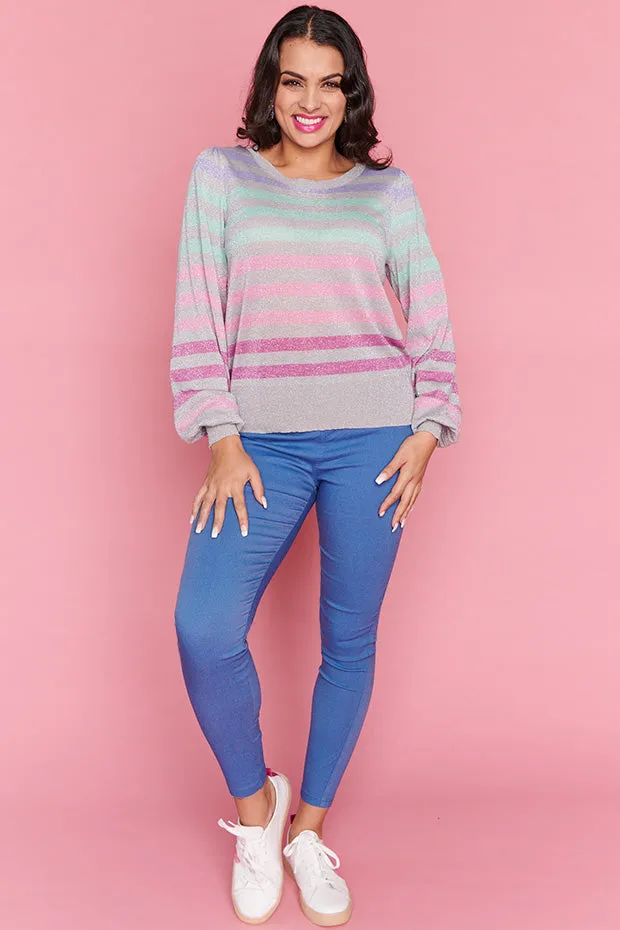 Mackenzie Silver Multi Stripe Jumper