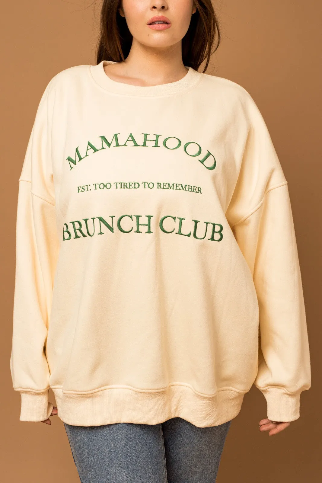 Mamahood Brunch Club Embroidered Sweatshirt