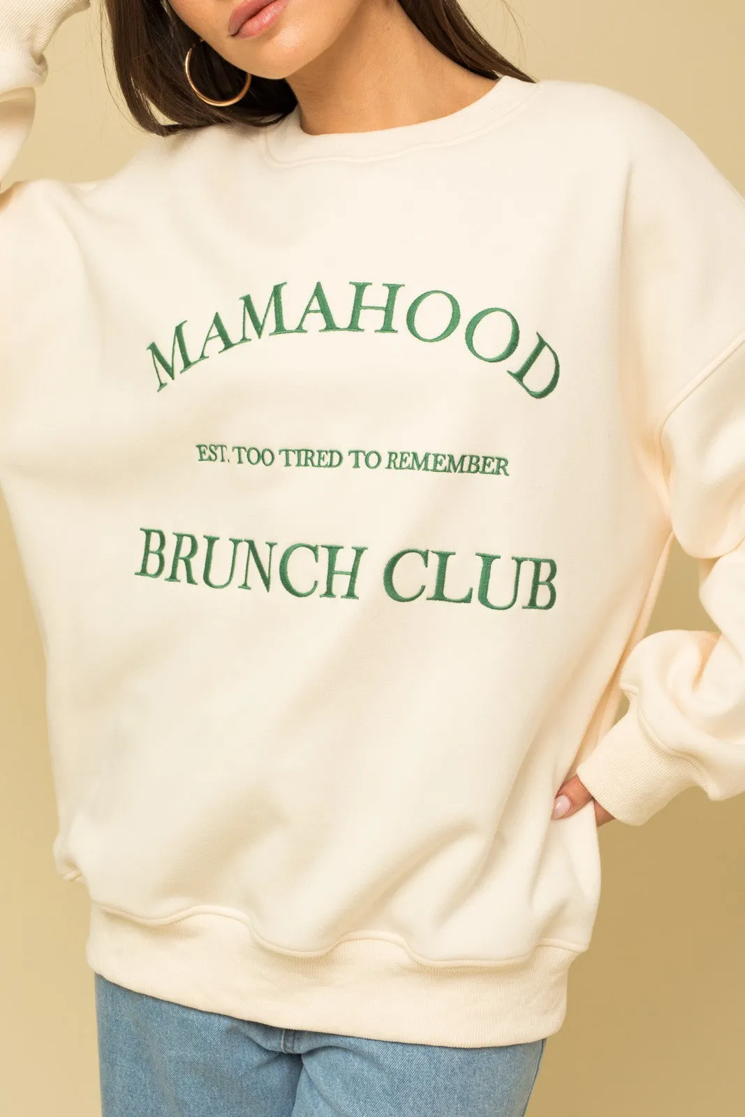 Mamahood Brunch Club Embroidered Sweatshirt