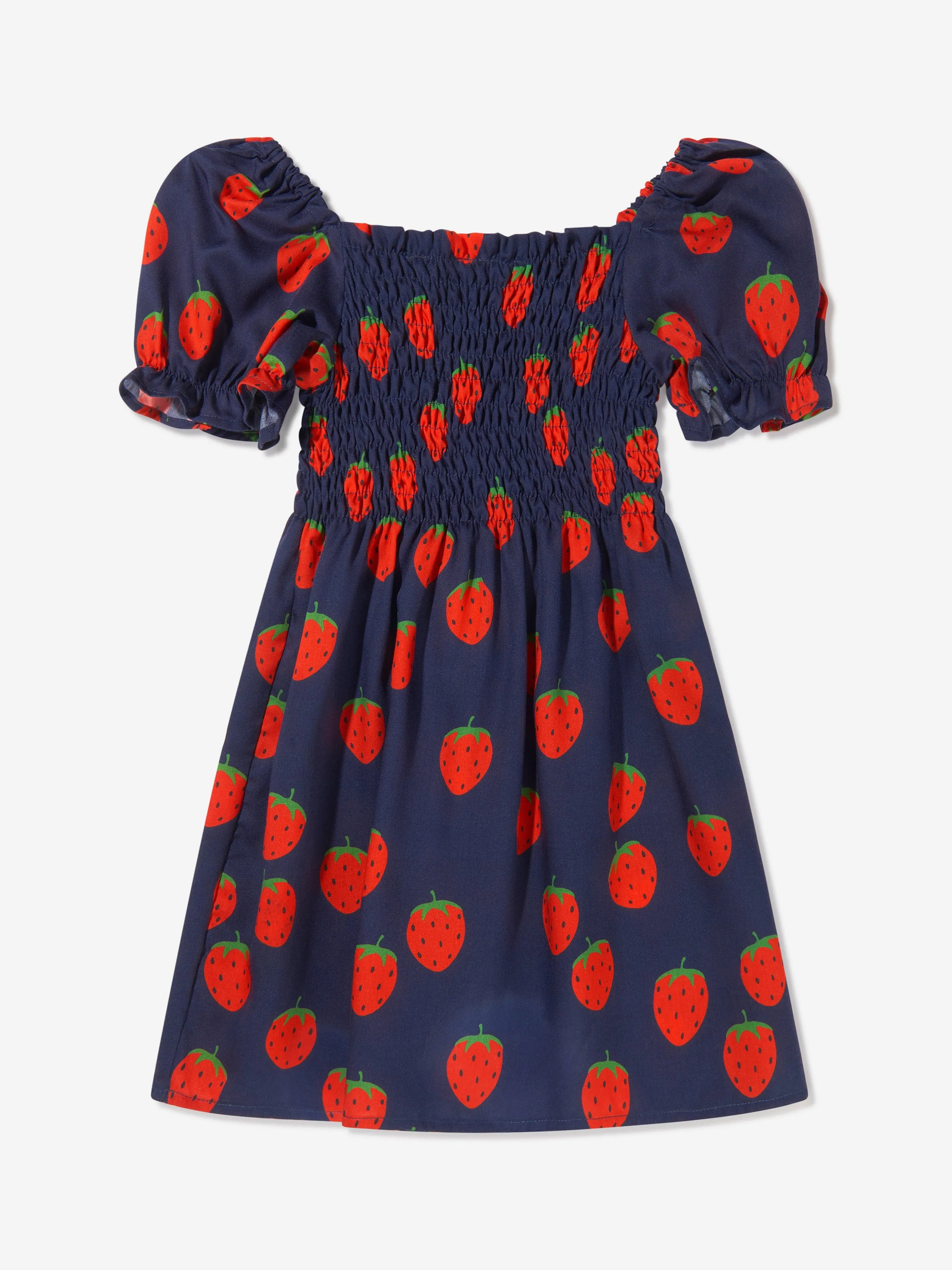 Mini Rodini Girls Strawberry Print Dress In Navy