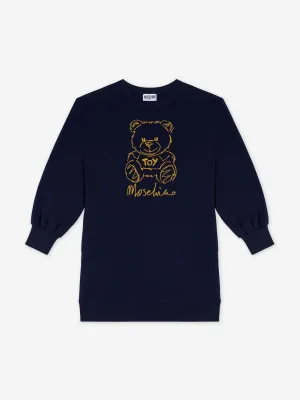 Moschino Girls Bear Logo Sweater Dress in Navy