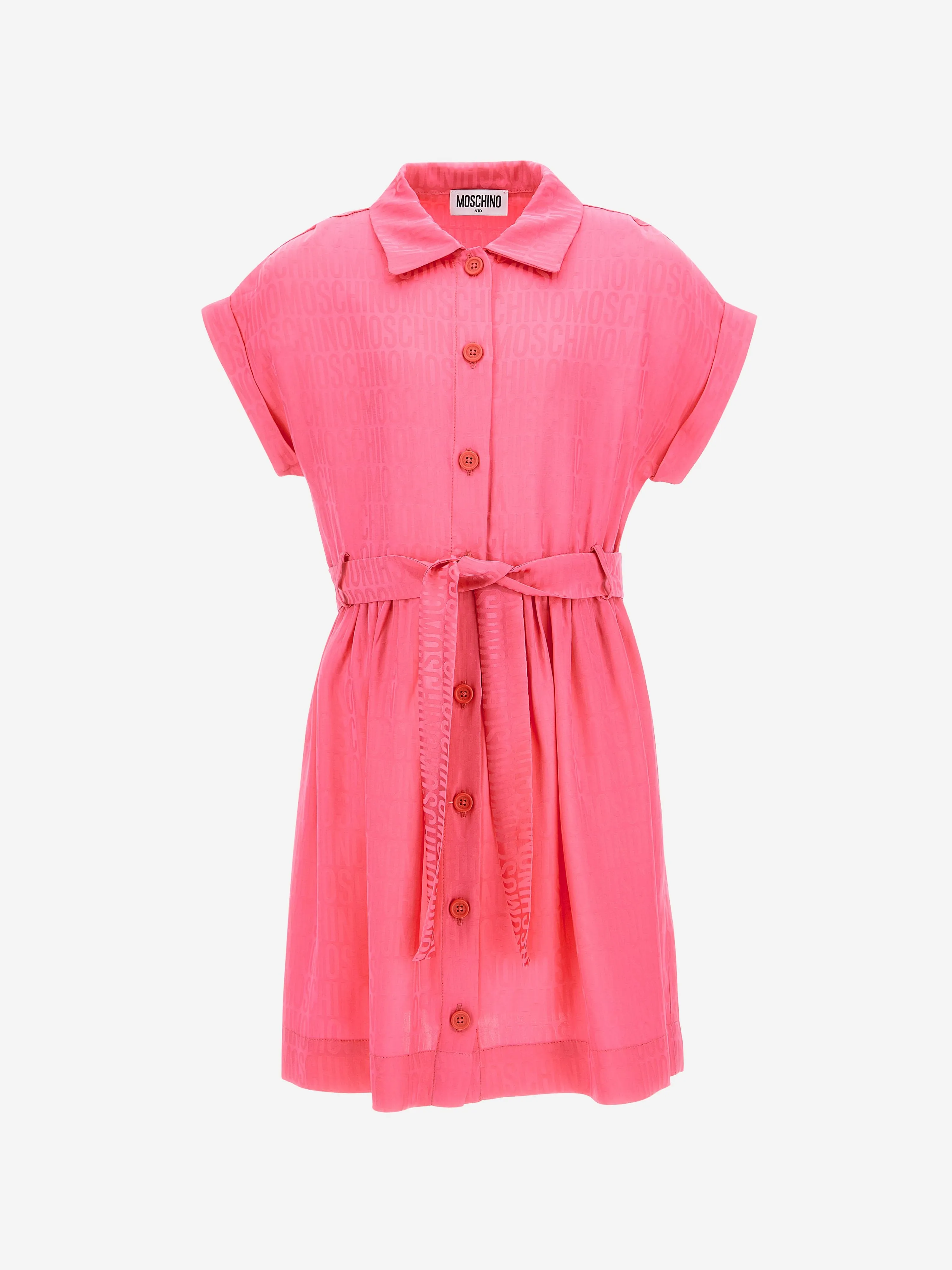 Moschino Girls Logo Shirt Dress in Pink