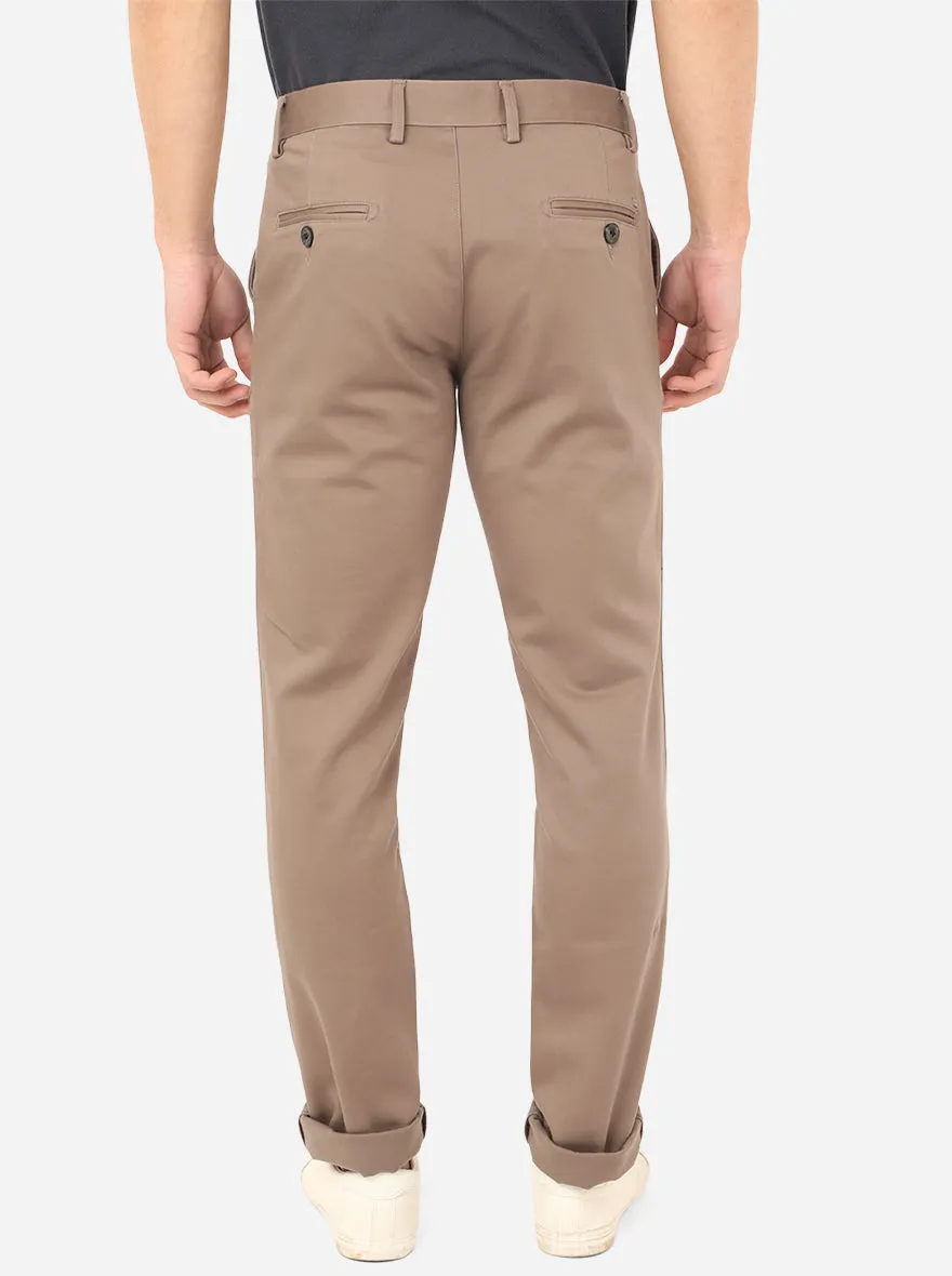 Mouse Brown Solid Uno Fit Casual Trouser | JadeBlue