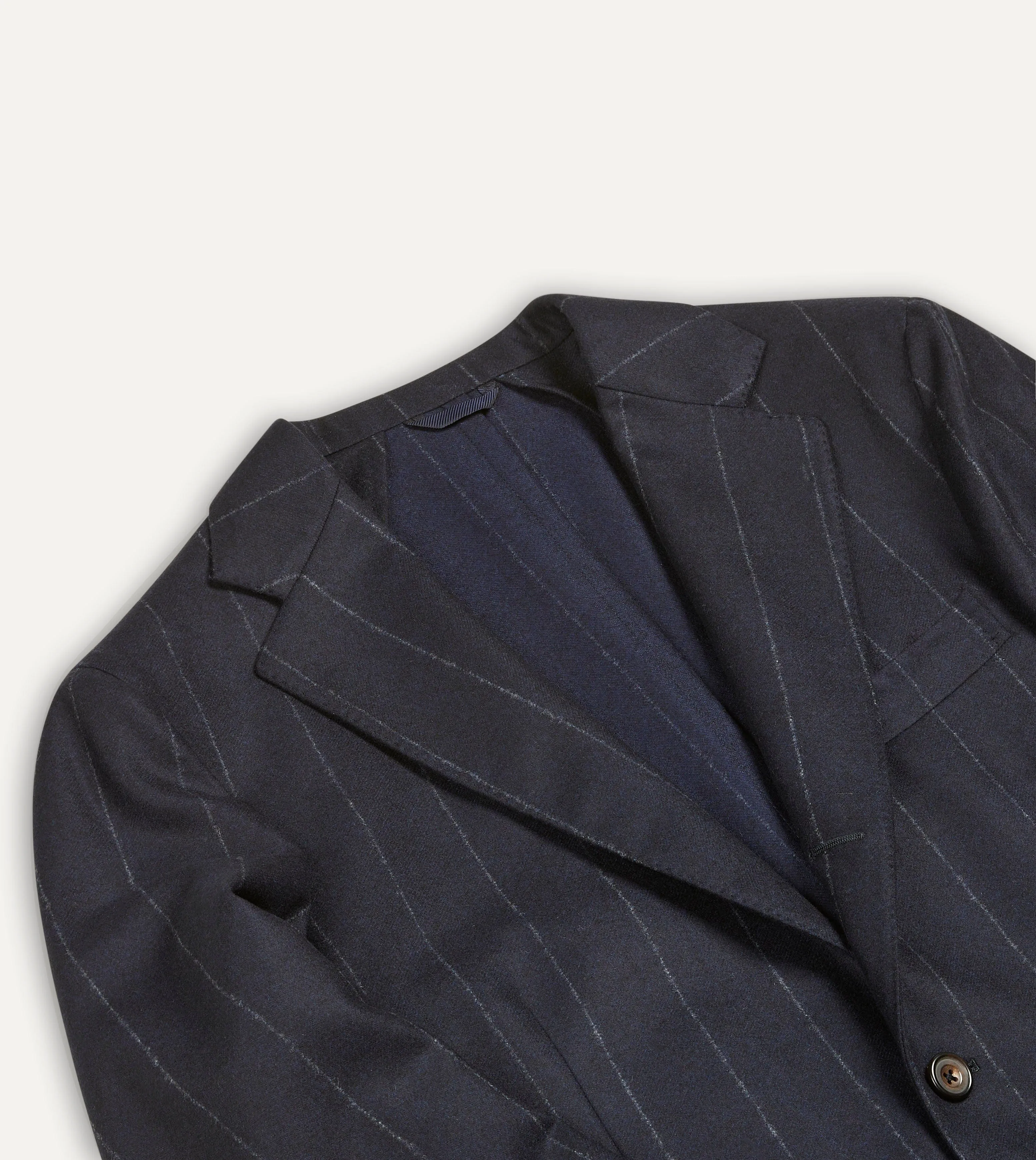 Navy Chalkstripe Wool Flannel Tailored Jacket