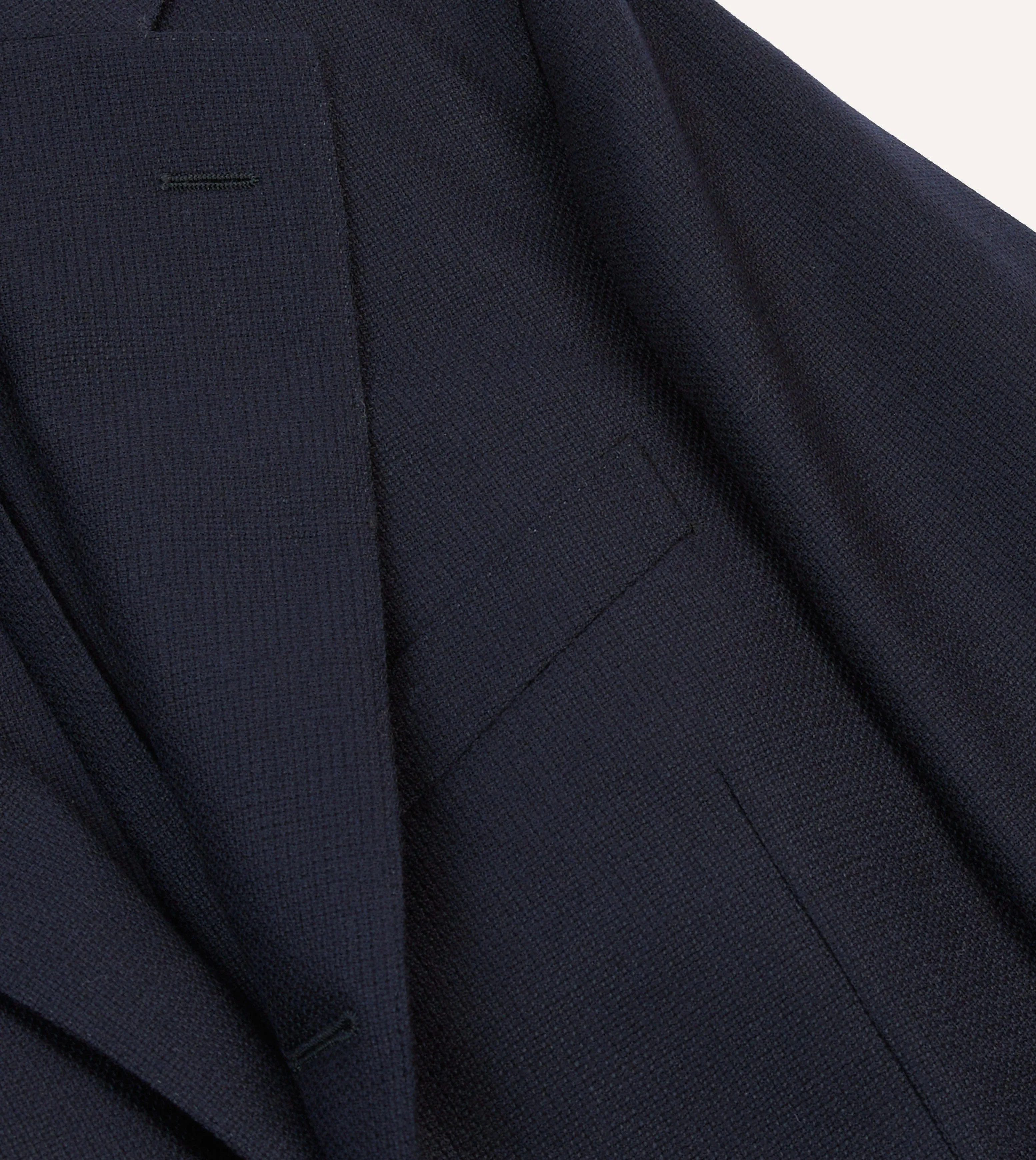 Navy Wool Hopsack Blazer