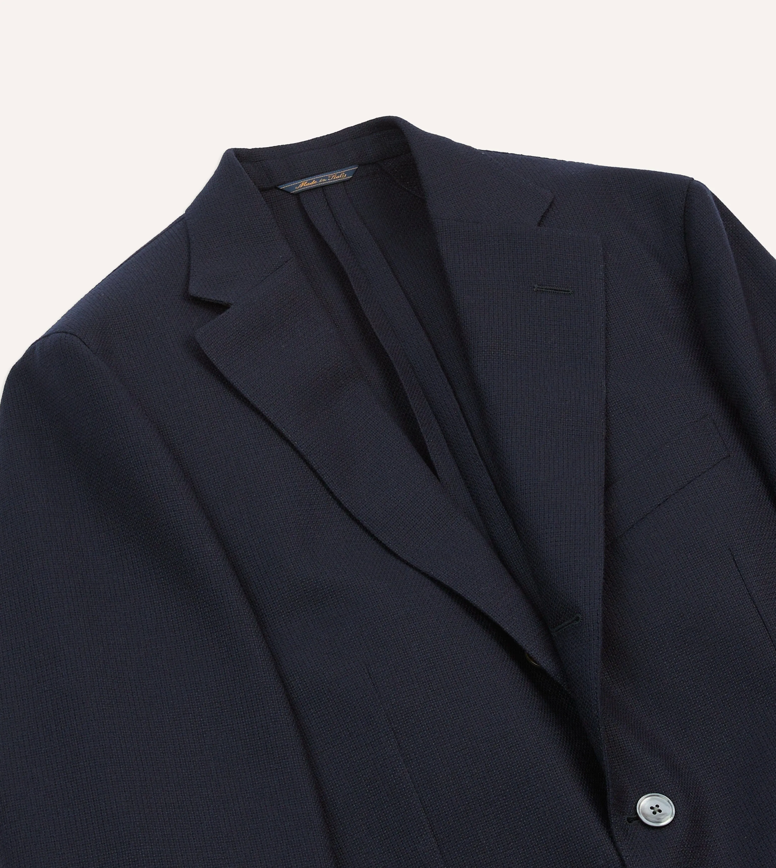 Navy Wool Hopsack Blazer