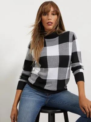 Plaid Turtleneck Pullover Sweater