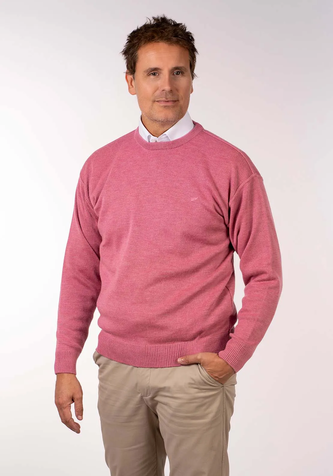 Plain Crew Neck Knit - Rose