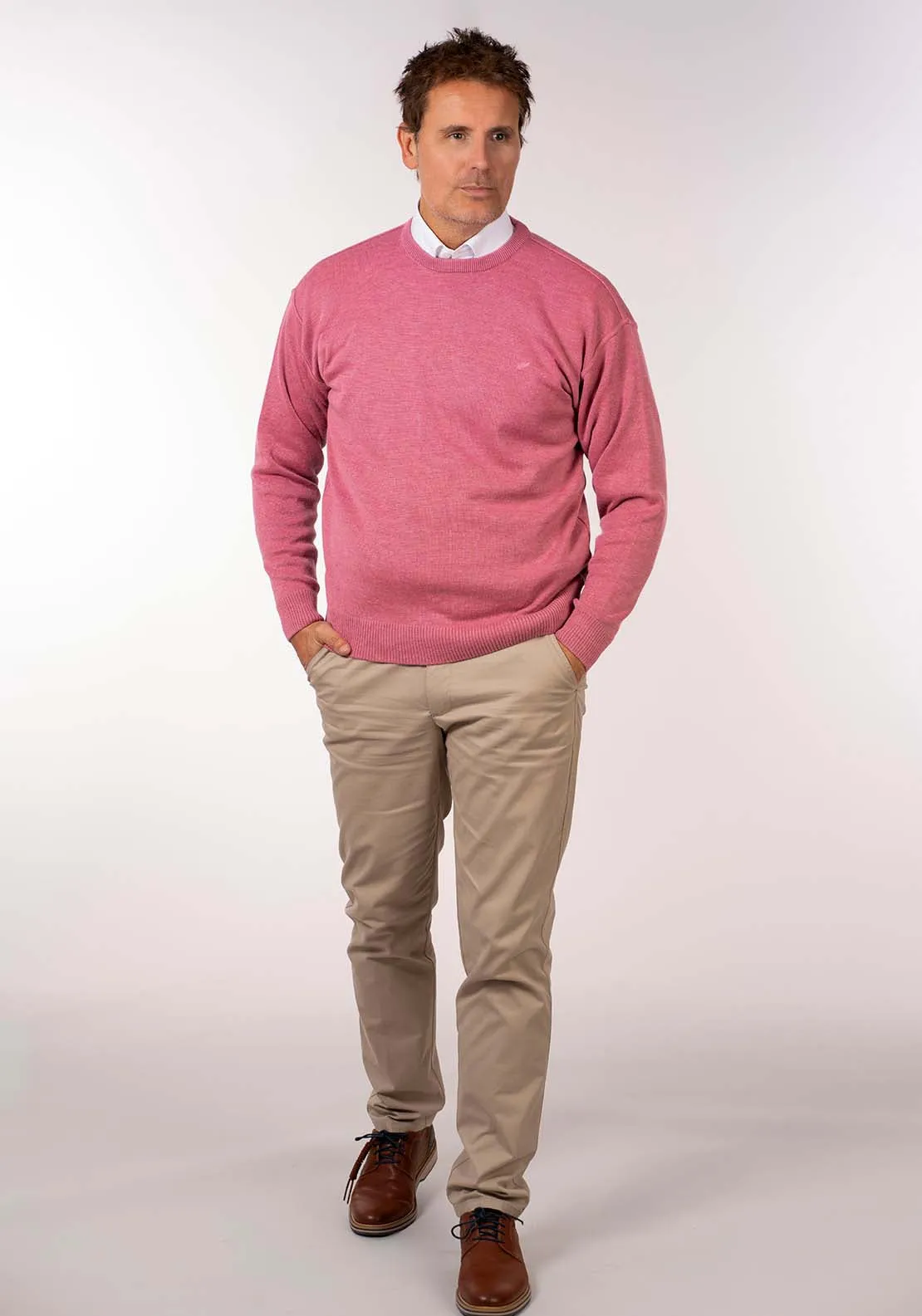 Plain Crew Neck Knit - Rose