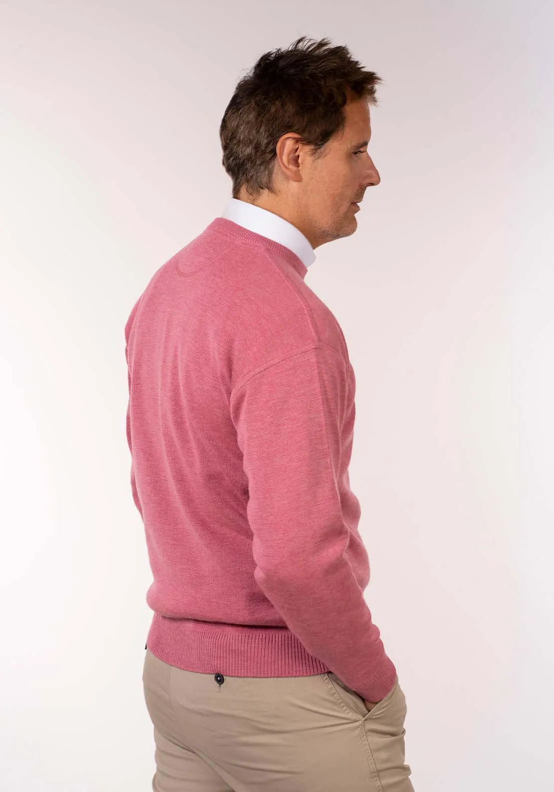 Plain Crew Neck Knit - Rose