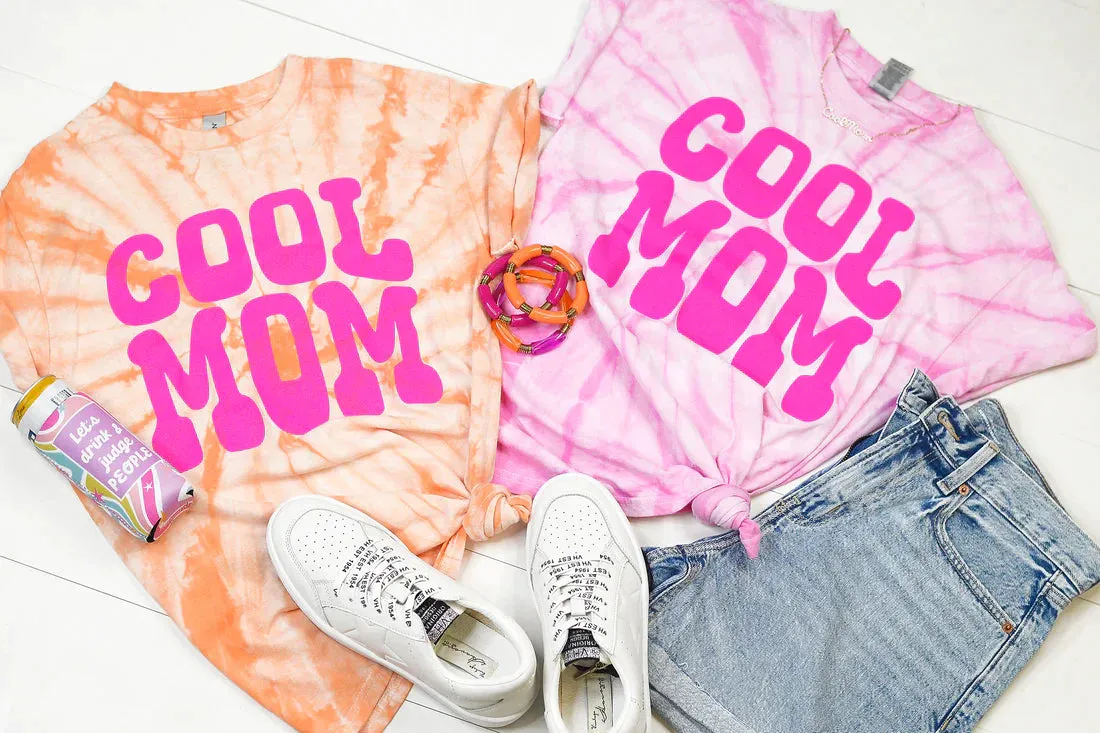 PREORDER: Cool Mom Graphic Shirt in Peach Tie Dye