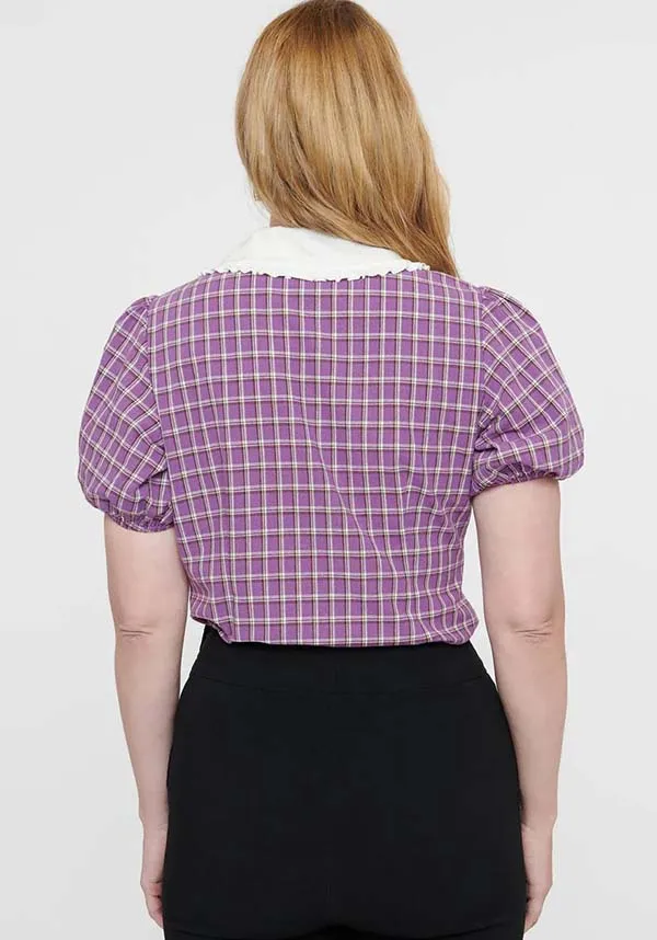 Purple Plaid Oversized | COLLAR TOP*