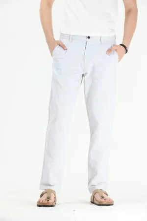 Raw Slub Powder White Pleated Pant