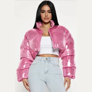 Shiny Pink Puffer Jackets