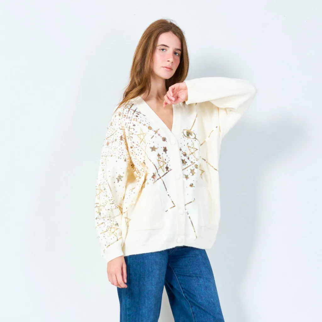 Starry sequin oversized cardigan wholesale