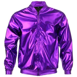 Unisex Shiny Bomber Jacket - Purple