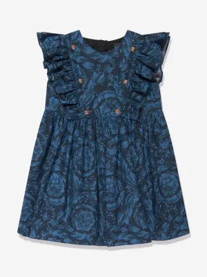 Versace Baby Girls Barocco Print Dress in Navy