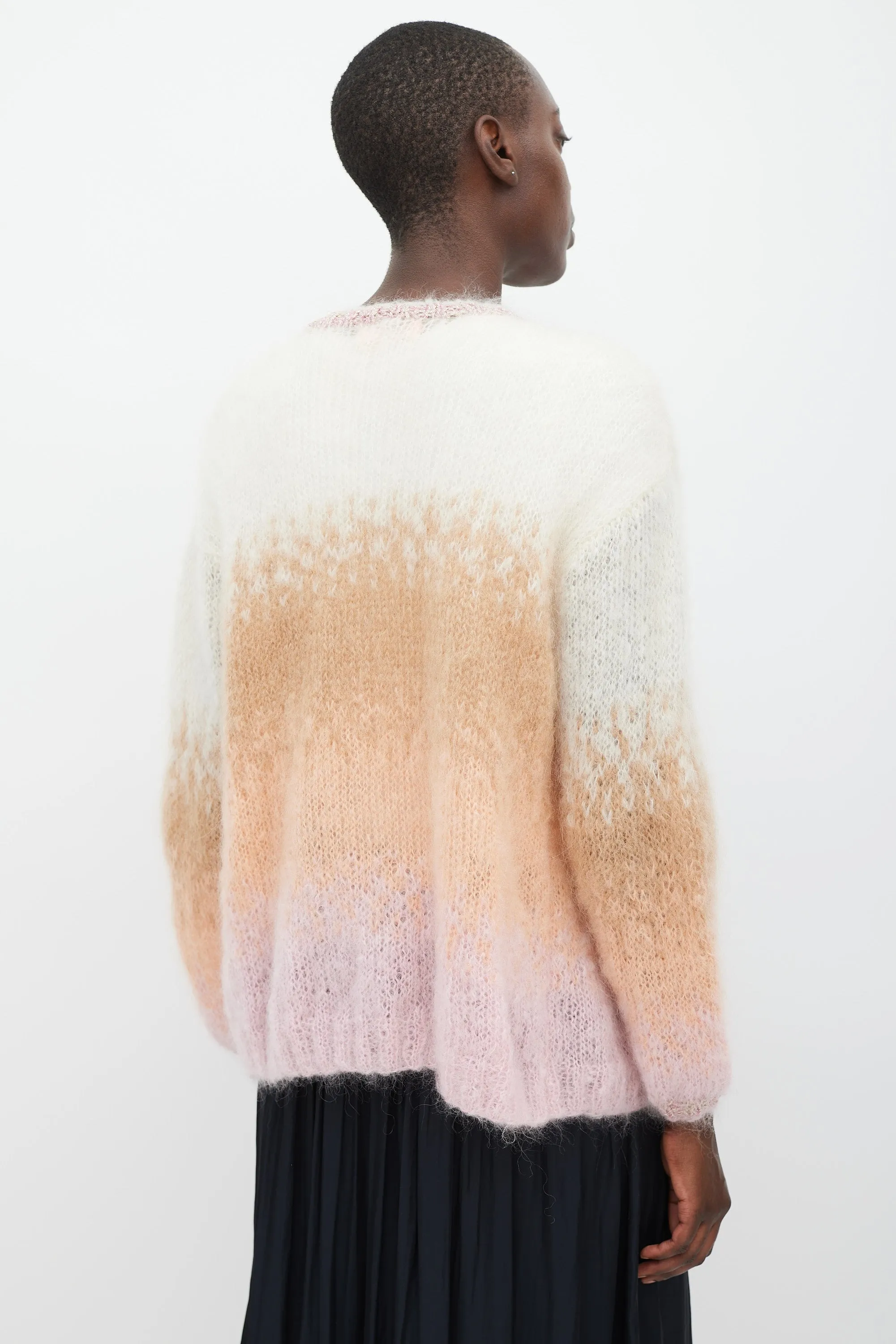 White & Multicolour Mohair Sparkly Trimmed Cardigan