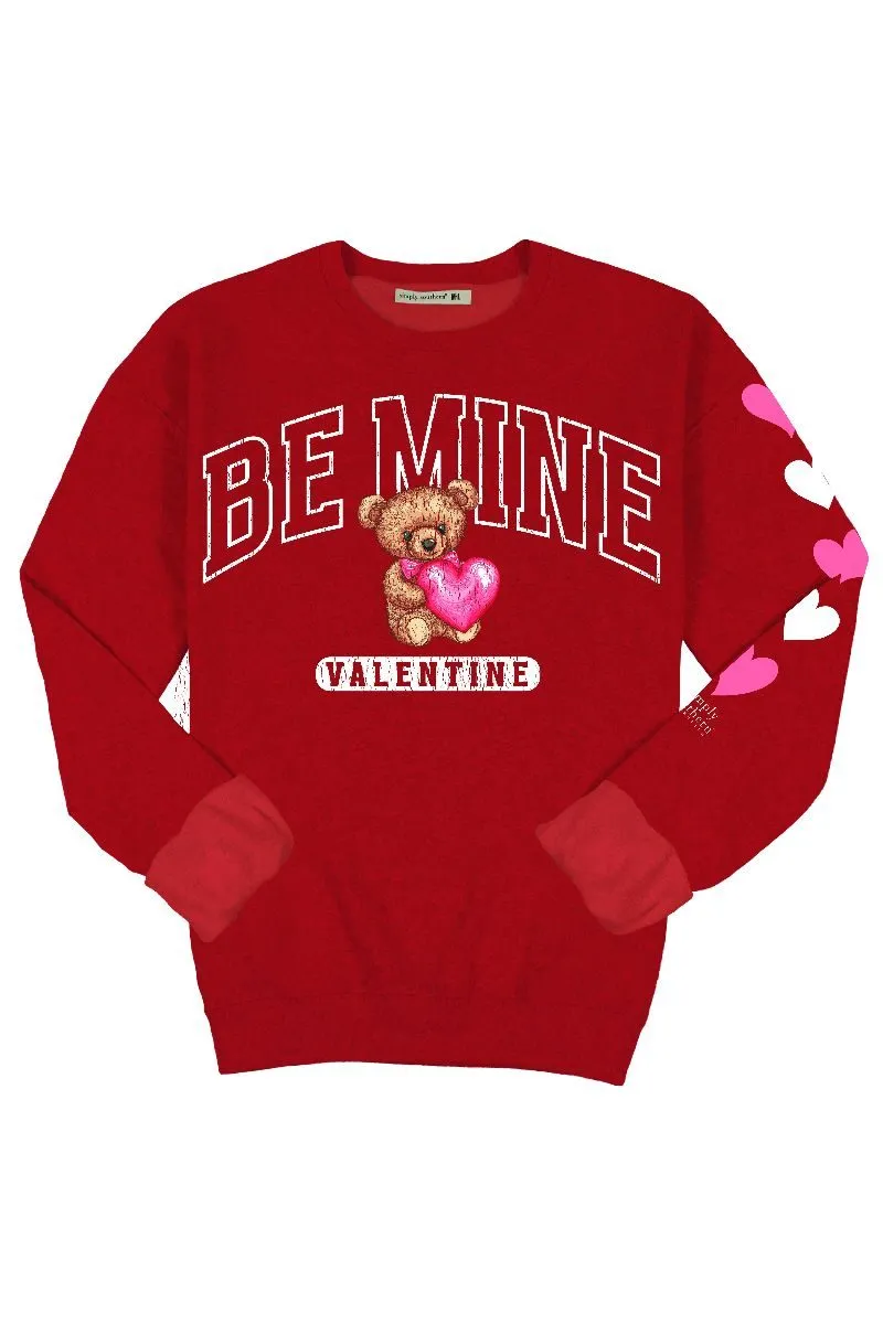 Youth 'Be Mine Valentine' Teddy Bear Crewneck Pullover by Simply Southern